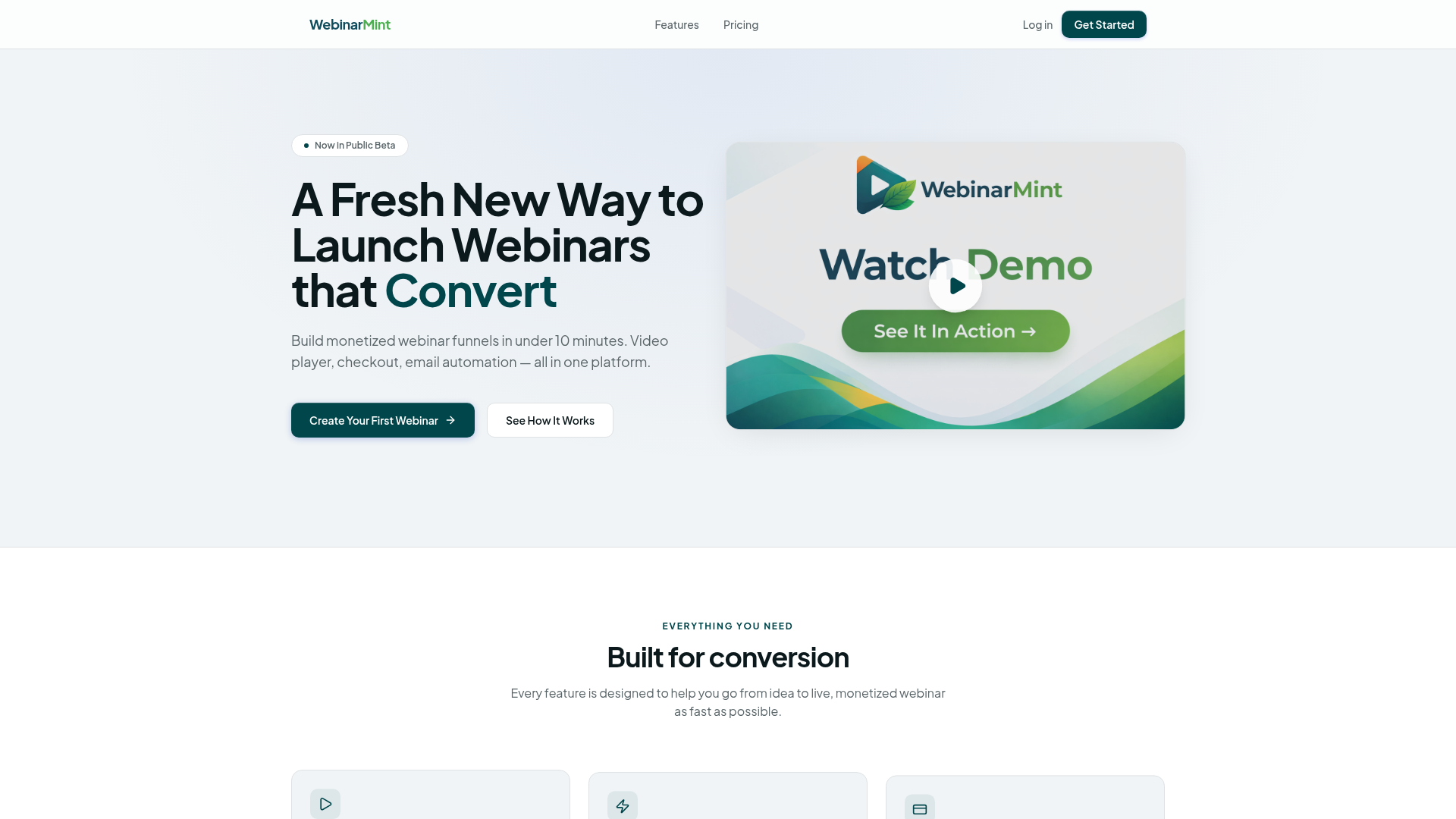 WebinarMint website screenshot