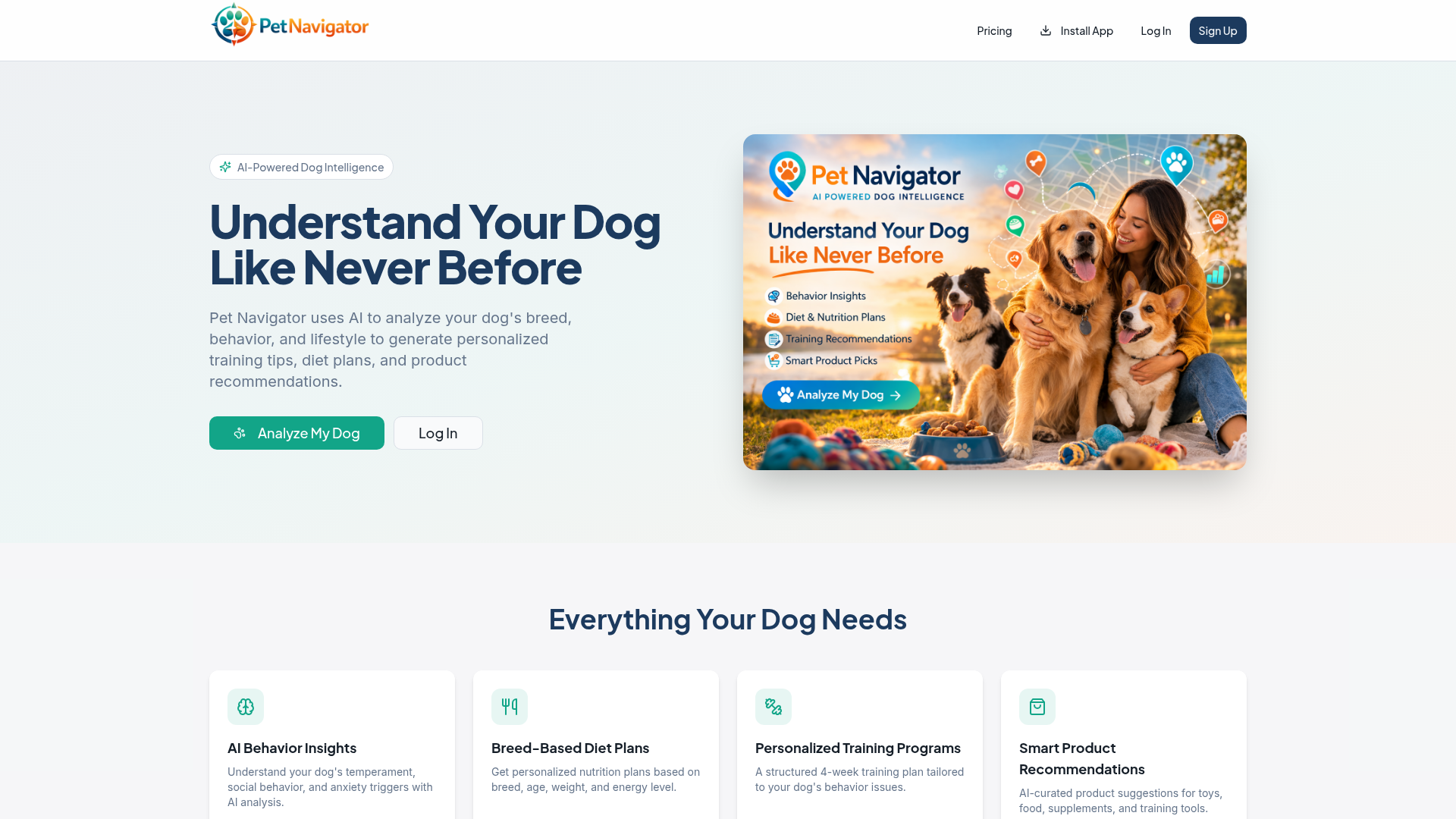 Pet Navigator website screenshot