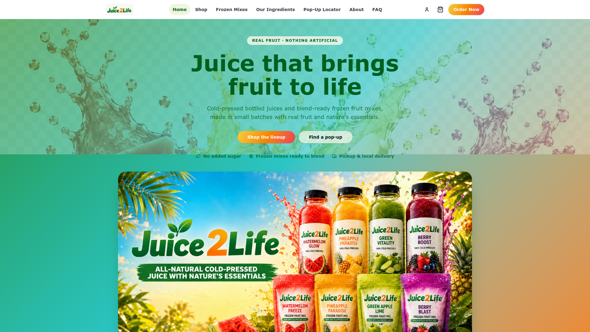 Juice2Life website screenshot