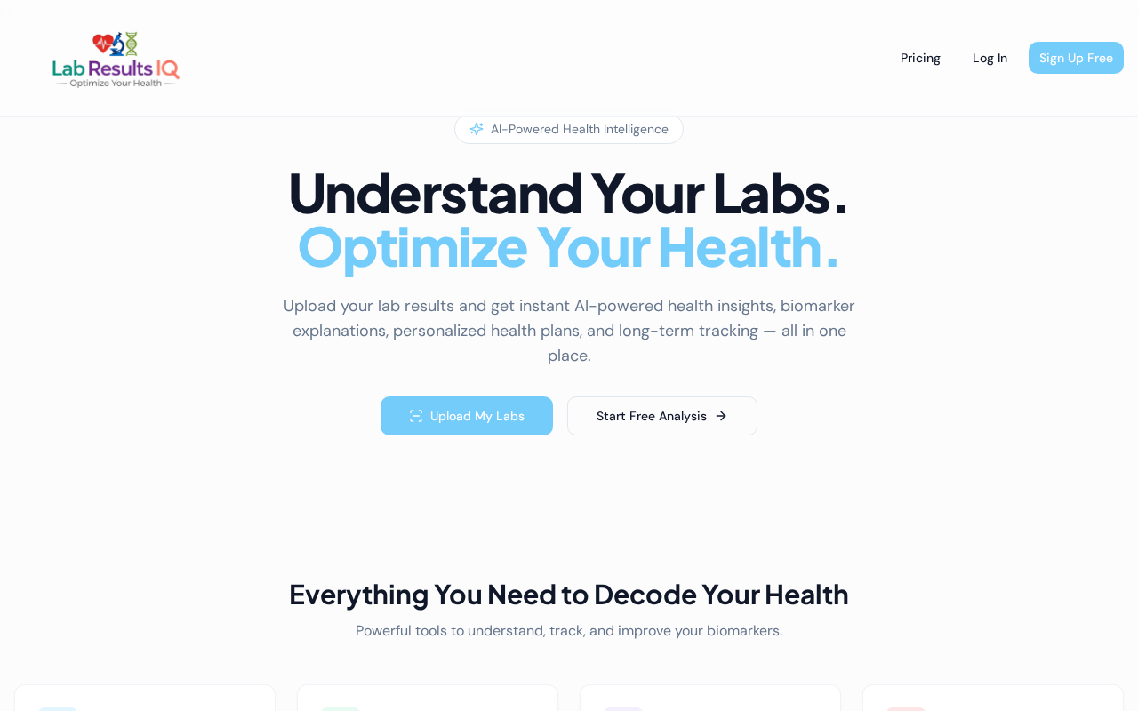 Lab Results IQ website screenshot